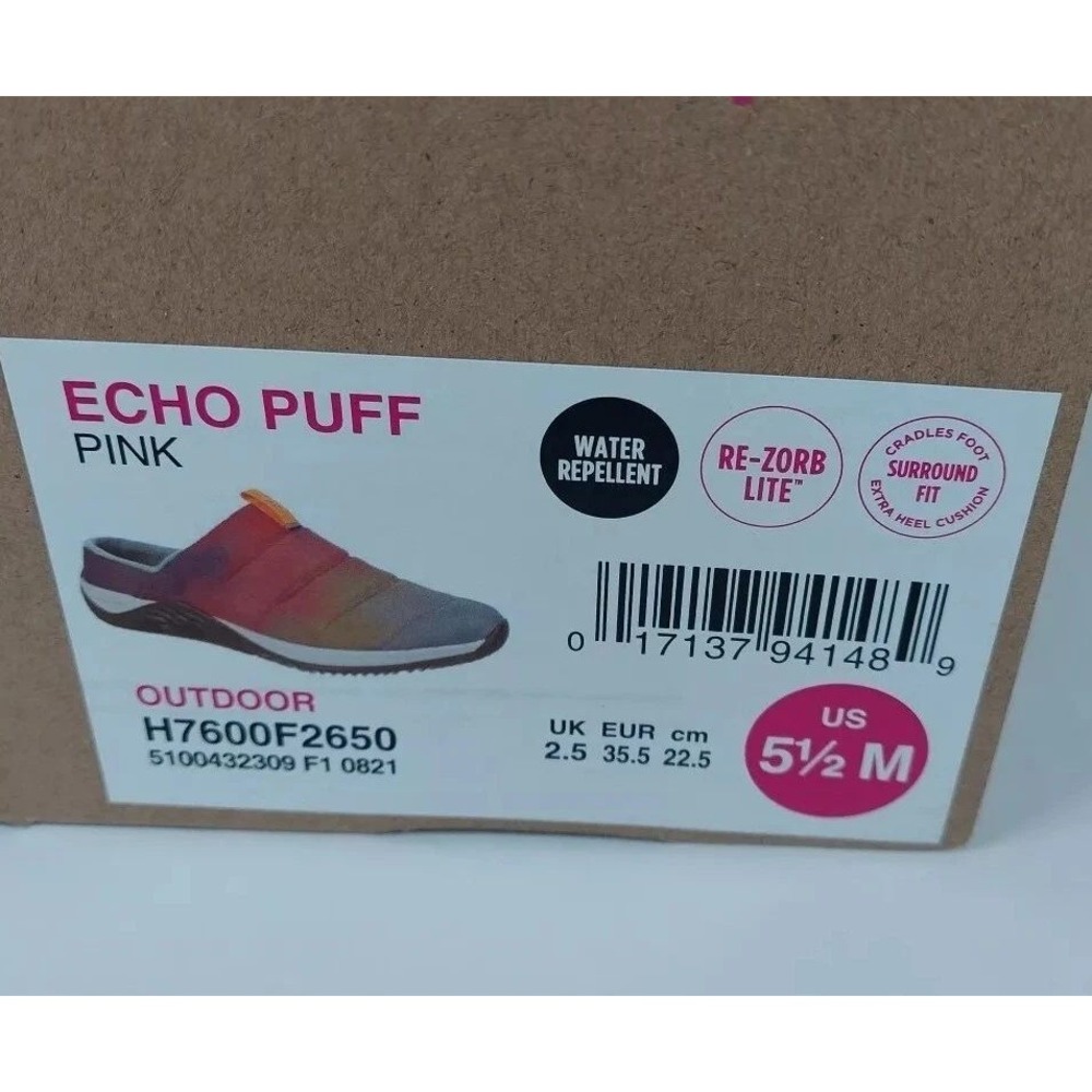 Ryka Echo Puff Womens Slip On Mule 5.5 M Pink Multi Water Repellent Puffer Shoe - Picture 2 of 9